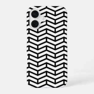 Crisp Sharp Opposing Arrows Chevron White Black iPhone 16 Case