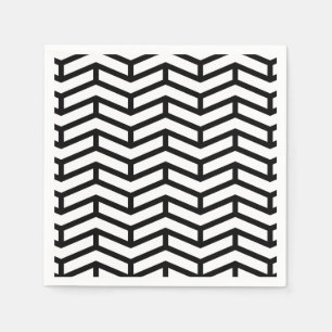 Crisp Sharp Opposing Arrows Chevron White Black Napkin