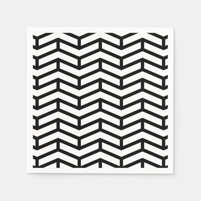 Crisp Sharp Opposing Arrows Chevron White Black Napkin (Front)