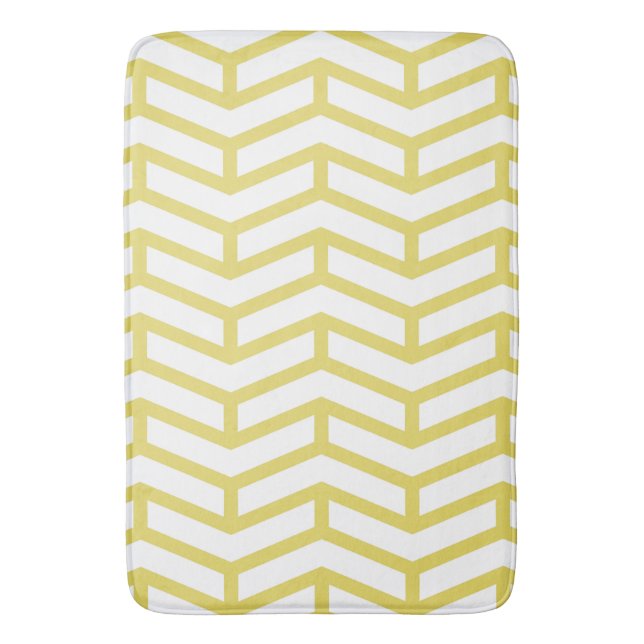 Crisp Sharp Opposing Arrows Chevron White Yellow Bath Mat (Front Vertical)