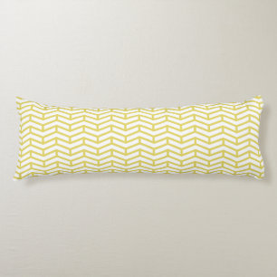 Crisp Sharp Opposing Arrows Chevron White Yellow Body Cushion