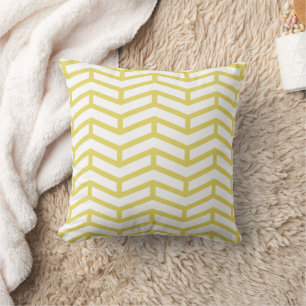 Crisp Sharp Opposing Arrows Chevron White Yellow Cushion