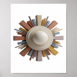 Crisp Silver ABSTRACT ART Modern Design v2 Poster