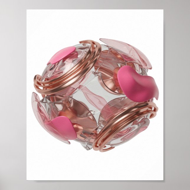 Crisp Silver ABSTRACT ART Statement Design Poster (Front)