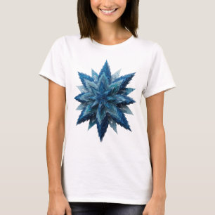 Crisp Silver BLUE ICE STAR Graphic Design T-Shirt