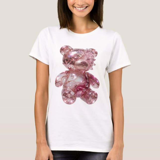 Crisp Silver DIAMOND TEDDY BEAR 3D Text Art T-Shirt (Front)
