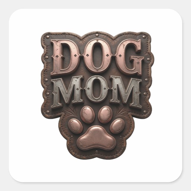 Crisp Silver DOG MOM Craft Sticker (Front)
