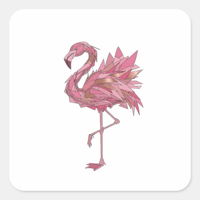 Crisp Silver FLAMINGO GEOMETRIC Sticker Motif (Front)