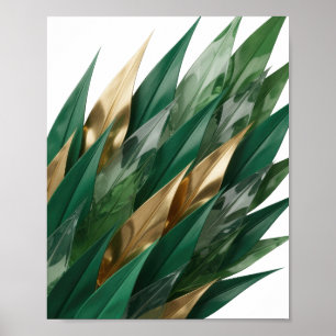 Crisp Silver GOLDEN LEAVES Artistic Motif Poster