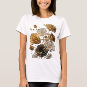 Crisp Silver GOLDEN ROSES Tee