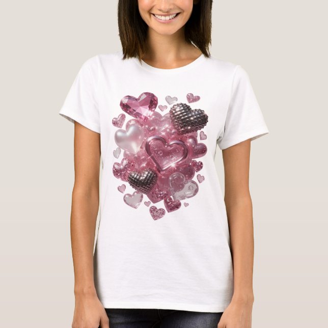 Crisp Silver HEARTS AND DIAMONDS Slogan Tee (Front)