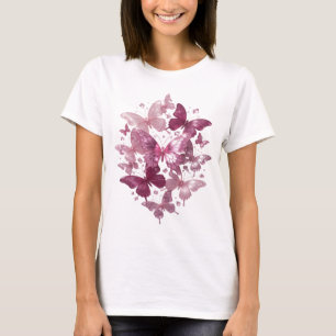 Crisp Silver PINK BUTTERFLIES Custom Tee