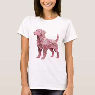 Crisp Silver PINK DOG Text Design T-Shirt