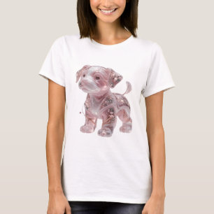 Crisp Silver PINK GLITTER DOG Statement Design T-Shirt