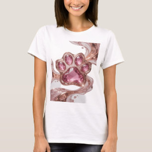 Crisp Silver PINK JEWELRY PAW 3D Text Art T-Shirt