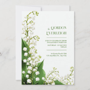 Crisp White Botanical Lily Valley Corner Wedding Invitation