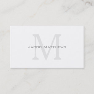 Crisp White Modern Monogram Business Card