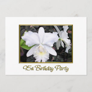 Crisp White Orchids Birthday Party 95 Invitation