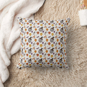 Crisp White Retro Disco Boo Crew Halloween Cushion