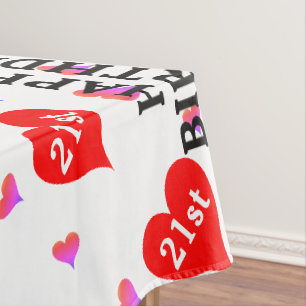 Crisp White Solid Colour THIS WAS HEARTS Tablecloth