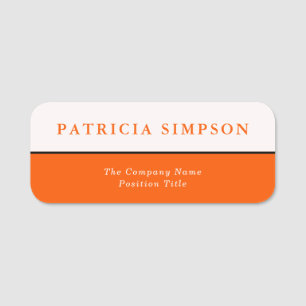Crispness Of Pearly White And The Warmth Of Orange Name Tag