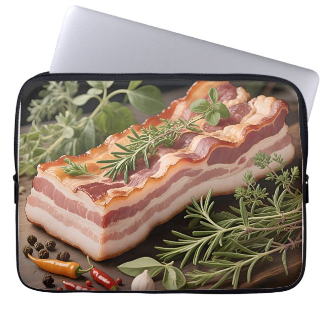 Crispy Bacon Block Herbs Laptop Sleeve (Front)