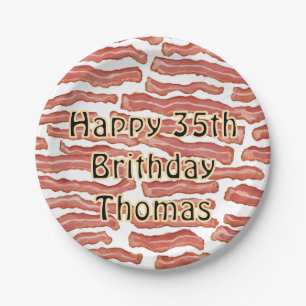 Crispy Bacon Patterned birthday Paper Plate