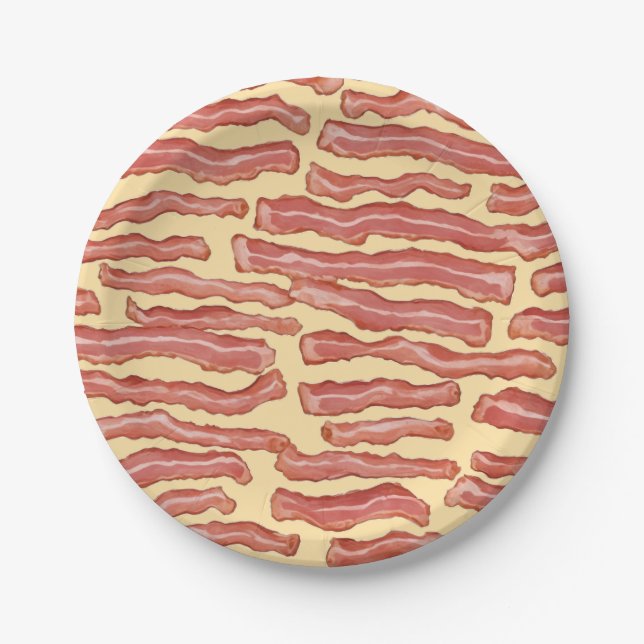 Crispy Bacon Patterned  Paper Plate (Front)
