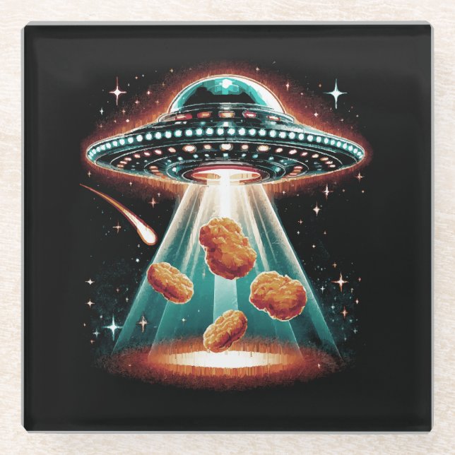 Crispy Chicken Nugget  Glass Coaster (Front)