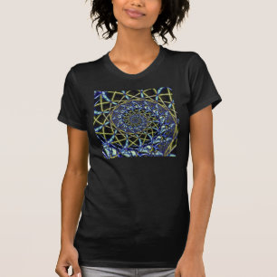 Criss Cross Yellow and Blue Fractal Art T-Shirt