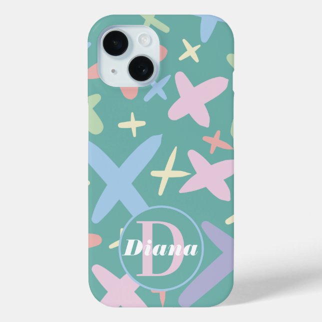 Crisscross Doodle Pattern Colourful Name Case-Mate iPhone Case (Back)