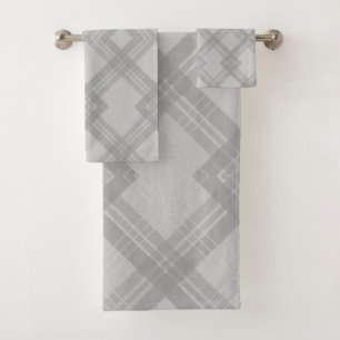 Crisscrossed dark and light grey Checks Bath Tow Towel Set