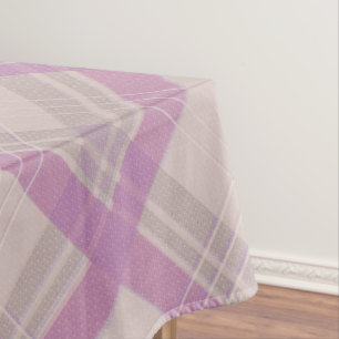 Crisscrossed Happy Purple & cream,white Checks Tablecloth