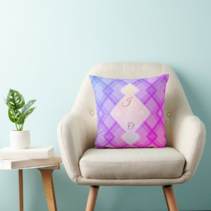 Crisscrossed Happy Purple & cream,white Checks  Th Cushion