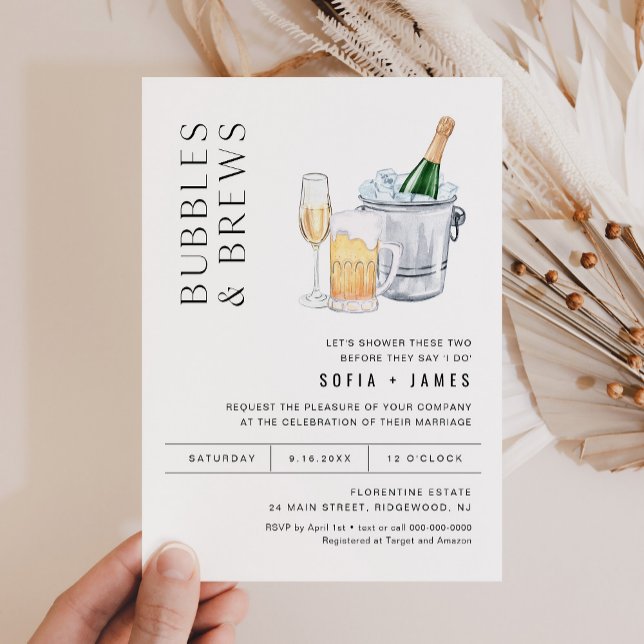 CRISTAL Bubbles & Brews Couples Shower Invitation (Creator Uploaded)