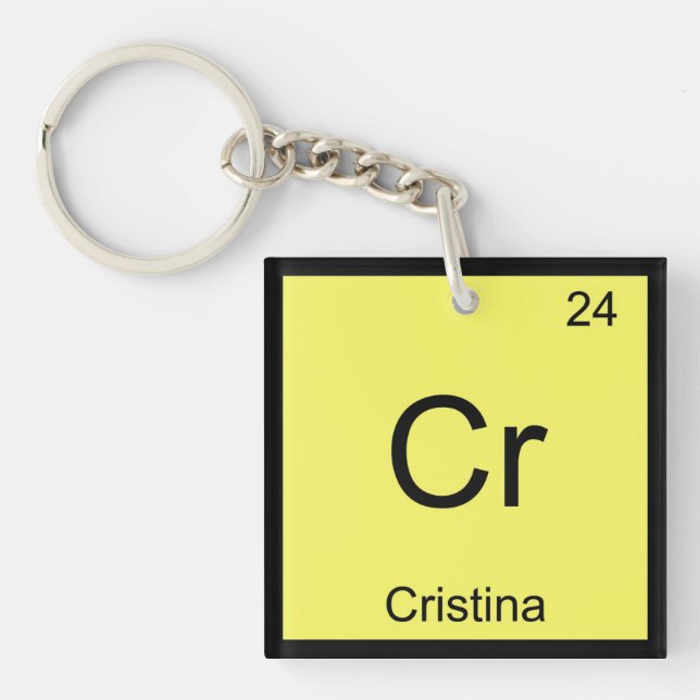 Cristina Name Chemistry Element Periodic Table Key Ring (Front)