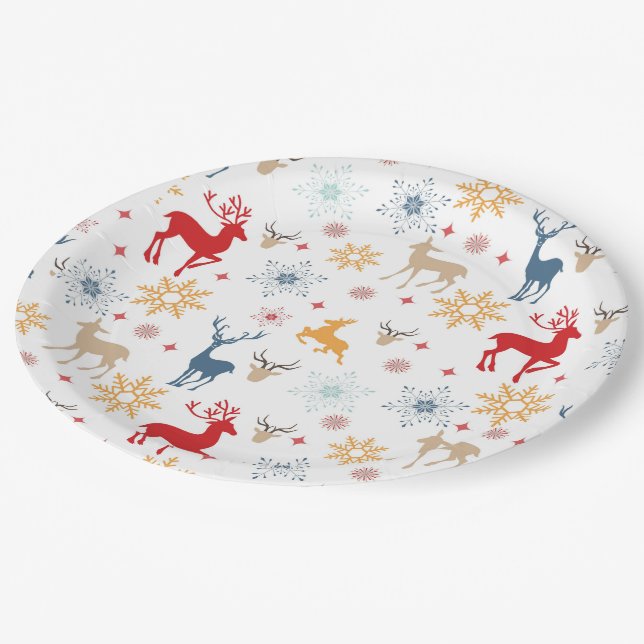 Cristmas Deers Pattern Paper Plate (Angled)