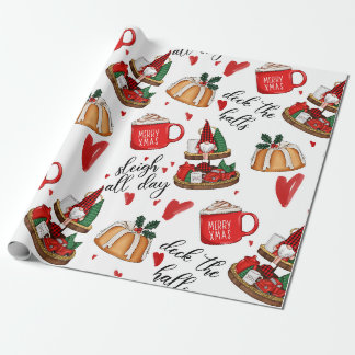 Cristmas Gnome,Cake,Hearts Cute Wrapping Paper