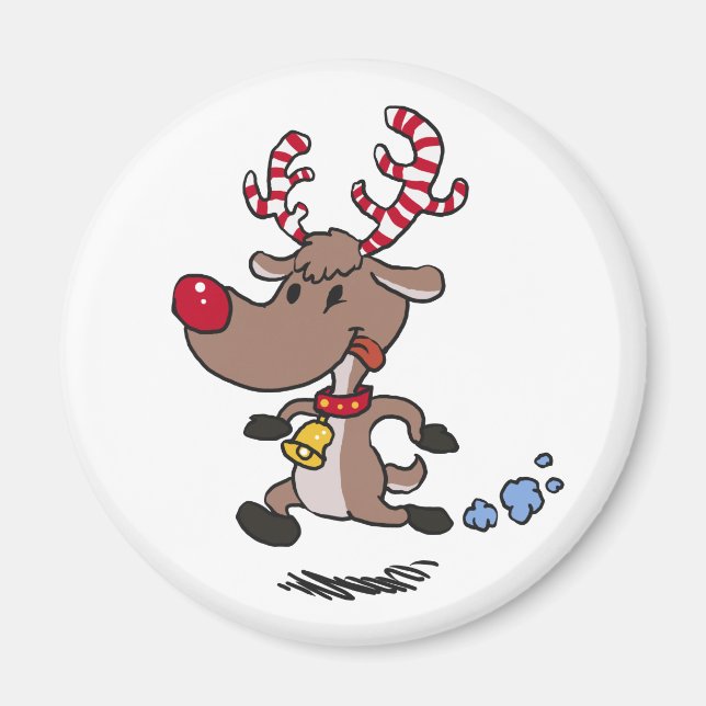 Cristmas Reindeer running | choose background colo Magnet (Front)