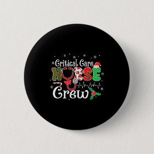 Critical Care Nurse Crew Stethoscope Santa Hat Chr 6 Cm Round Badge