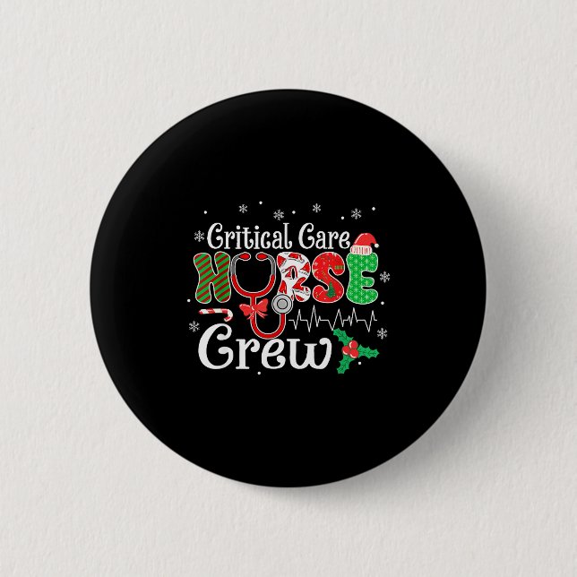 Critical Care Nurse Crew Stethoscope Santa Hat Chr 6 Cm Round Badge (Front)