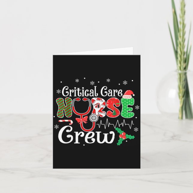Critical Care Nurse Crew Stethoscope Santa Hat Chr Card (Front)