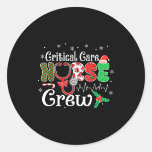 Critical Care Nurse Crew Stethoscope Santa Hat Chr Classic Round Sticker