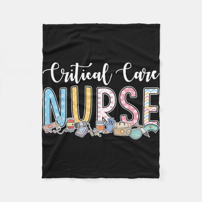 Critical Care Nurse Gift Idea Fleece Blanket (Front)