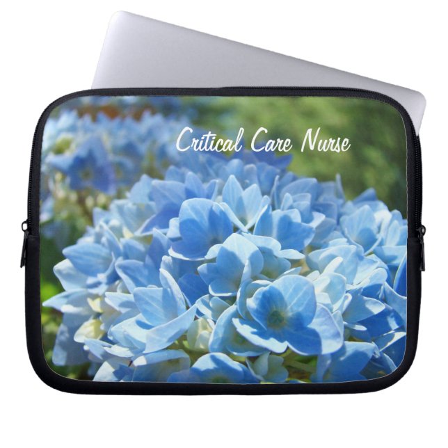 Critical Care Nurse laptop sleeves Hydrangeas (Front)