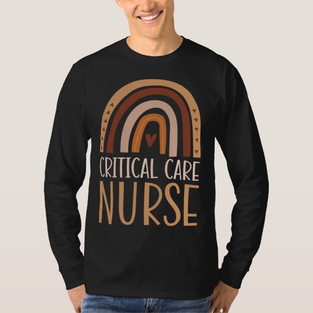 Critical Care Nurse Nursing School Trendy Bohemian T-Shirt (Front)
