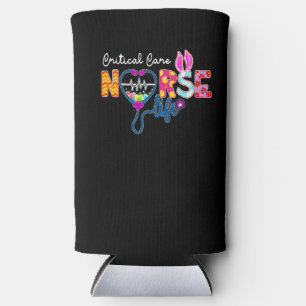 Critical Care Nurse Plaid Love Stethoscope Bunny N Seltzer Can Cooler