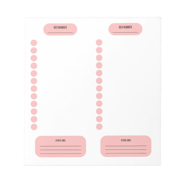 Critical Care Nurse Shift Planner (2 Patients) Notepad (Front)