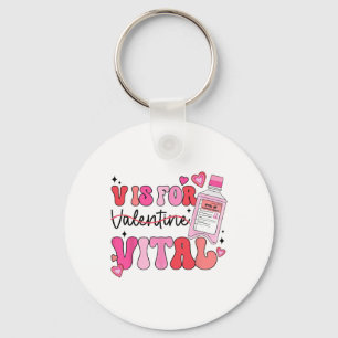 Critical Care Nurse Valentine Groovy V Is For Vita Key Ring