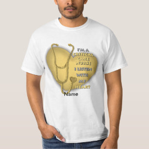 Critical Care Nurse Yellow Heart T-Shirt
